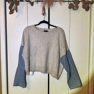 Lumiere Gray and Blue Crew Neck Sweater